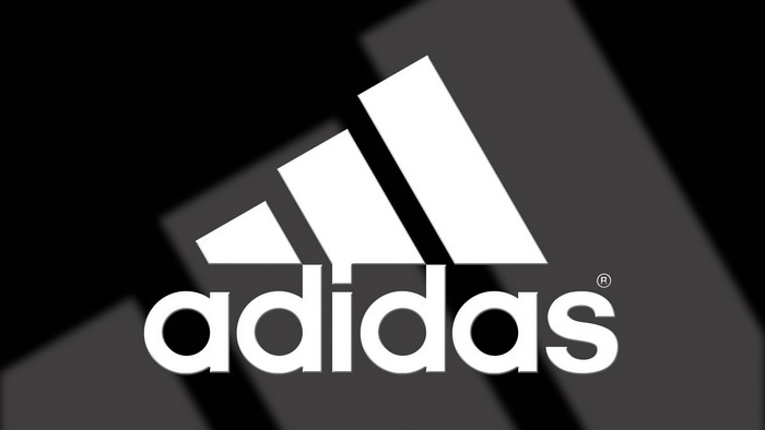 Adidas logo with three stripes and text