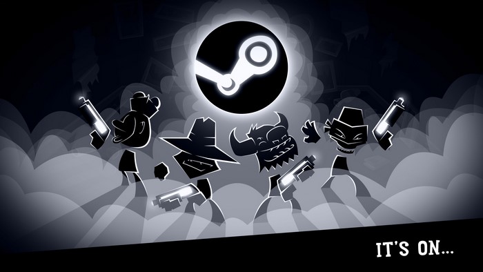 Steam Game Logo with Silhouetted Characters