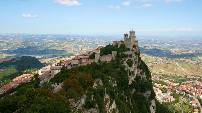 Mountaintop castle and landscape