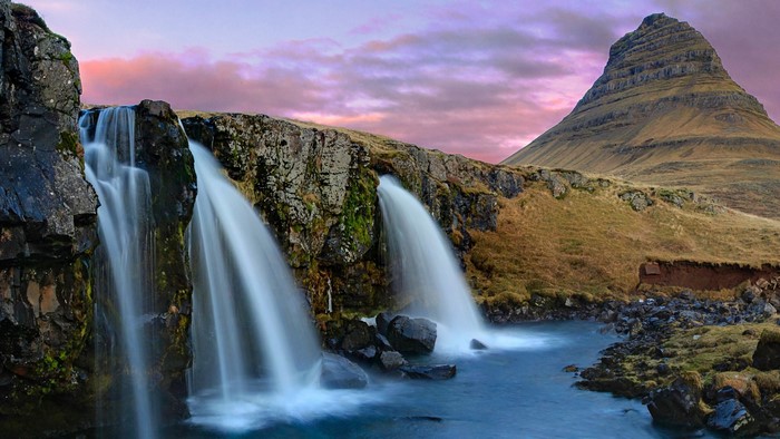 Kirkjufell Mountain and Waterfalls in Iceland