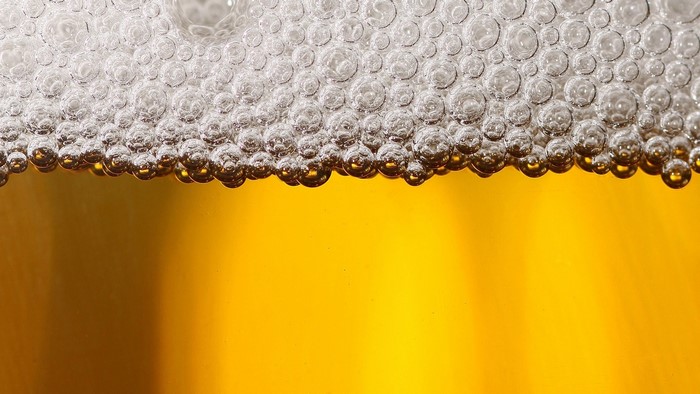 Golden Beer with Bubbles