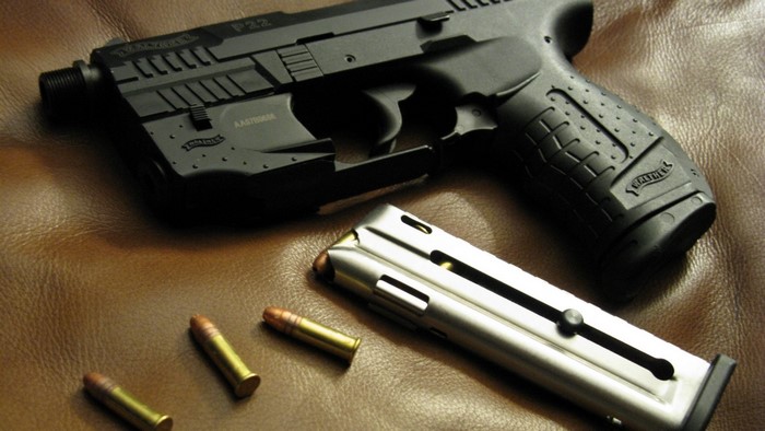 Walther P22 pistol with magazine and ammunition