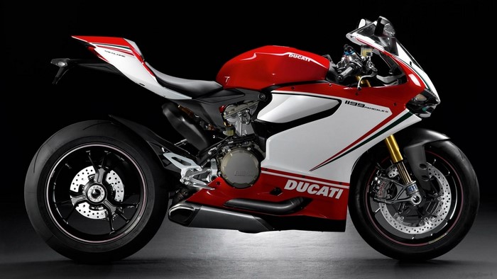 Red and white Ducati 1199 Panigale S motorcycle