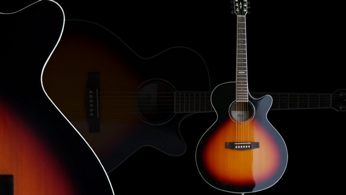 Acoustic guitar with sunburst finish