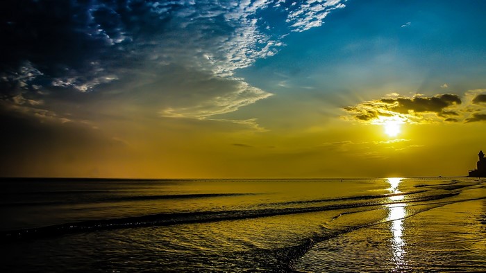 Beach Sunrise with Lighthouse