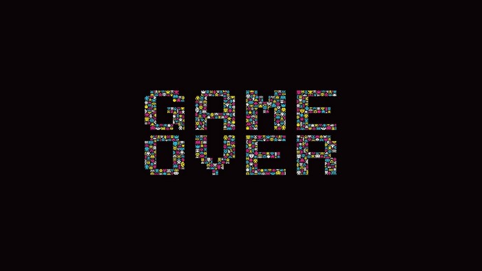 Game Over text made of pixelated icons