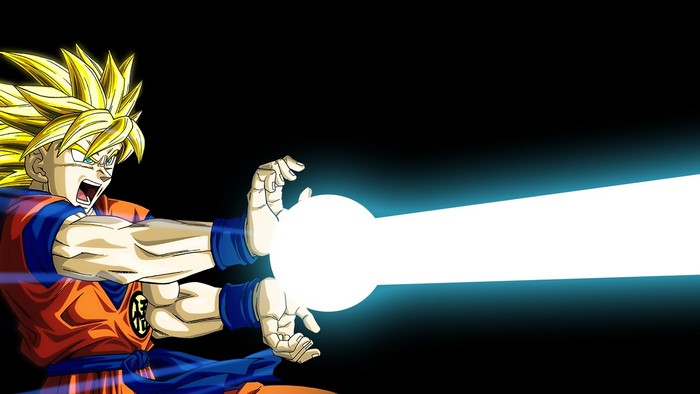 Goku from Dragon Ball Z charging Kamehameha