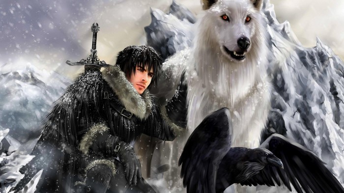 Jon Snow and Ghost from Game of Thrones