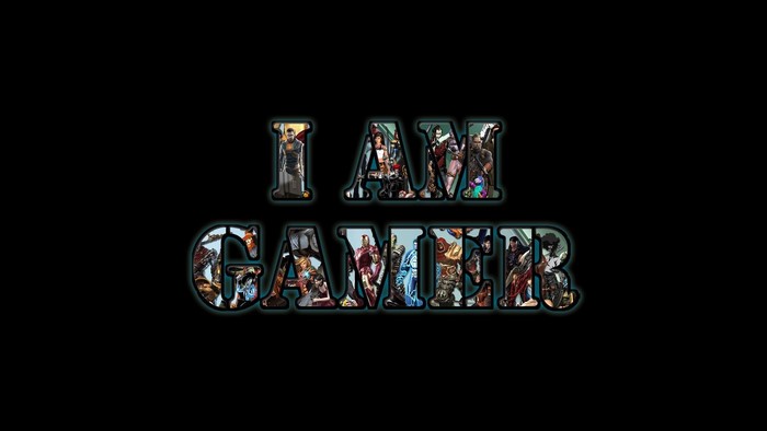 I Am Gamer text with comic characters