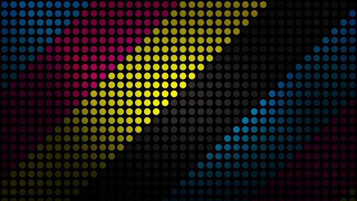 CMYK Color Dots Pattern on Black Background