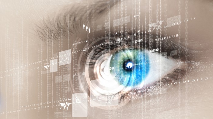 4K Tech Eye with Binary Code Overlay