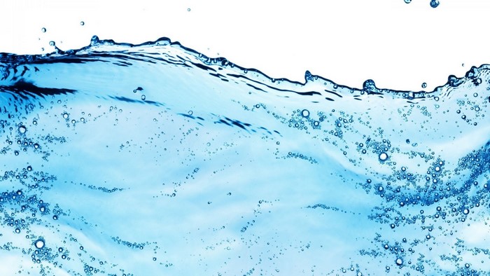 Abstract blue water with bubbles