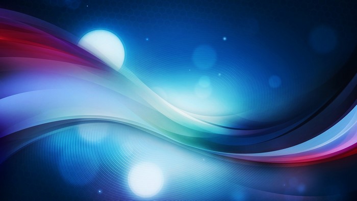Abstract Blue and Red Waves with Light Orbs