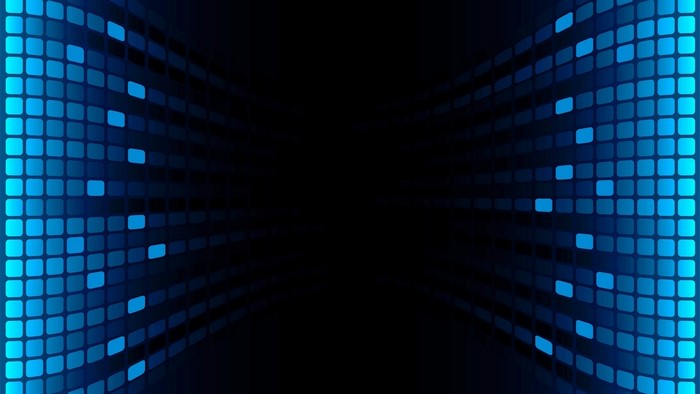 Abstract blue squares on a dark background