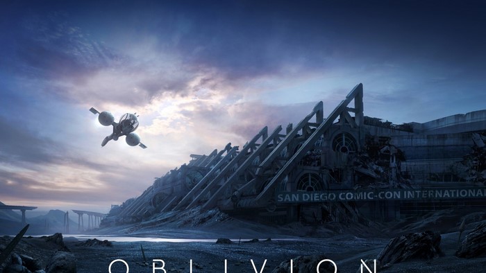 Oblivion movie poster with destroyed San Diego Comic-Con