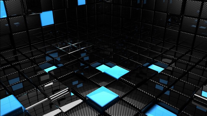 3D Black and Blue Cubes Grid