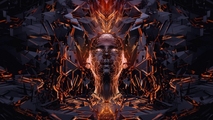 3D Digital Face with Geometric Background