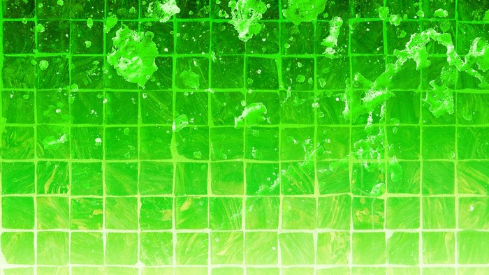 Abstract Green Mosaic with Water Splashes
