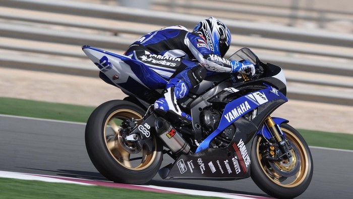 Yamaha R1 Motorcycle Racer on Track