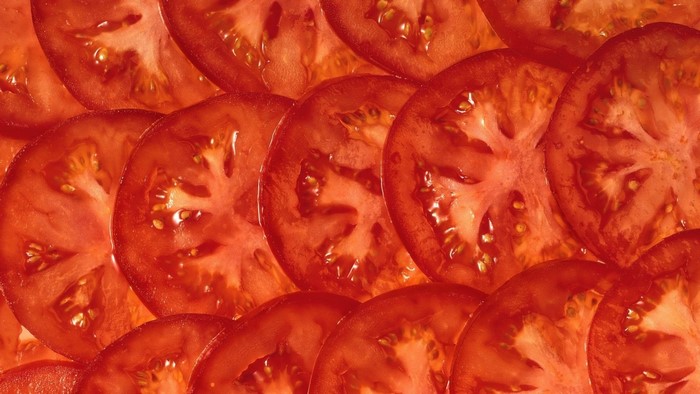 Close-up of sliced tomatoes