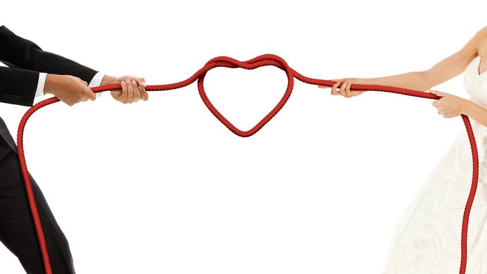 Bride and Groom Tug of War with Heart Rope
