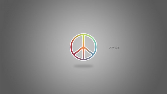 Peace symbol with "UNITY 2016" text