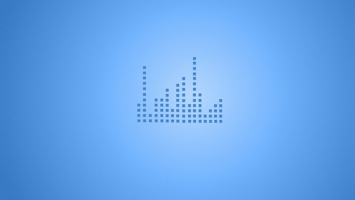 Blue equalizer graphic on a light blue background