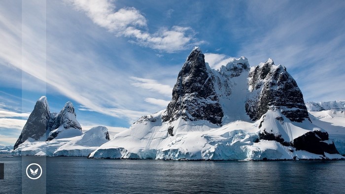 Snowy Mountains and Ocean