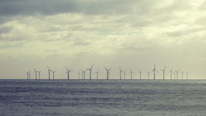 Offshore wind farm on a cloudy day
