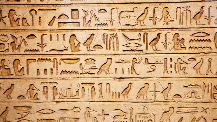 Ancient Egyptian Hieroglyphs Carved in Stone