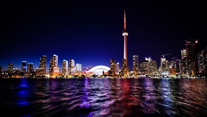 Toronto Skyline with CN Tower at Night