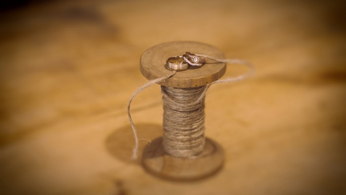 Wedding Rings on a Spool of Twine
