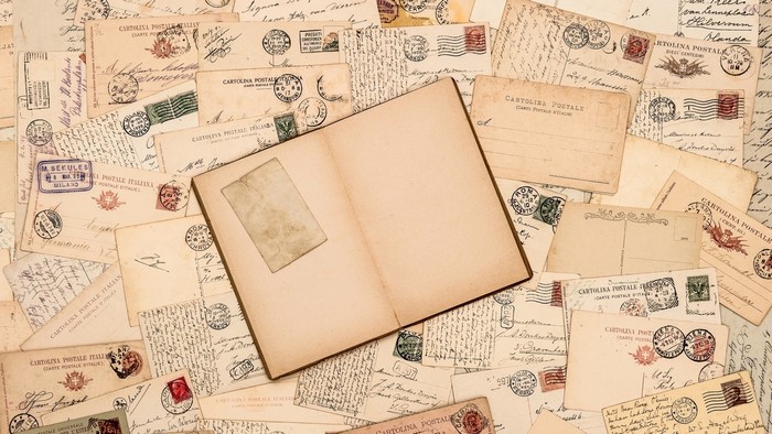 Vintage Antique Paper with Postcards and Letters