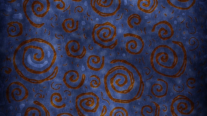 Blue background with abstract brown swirls