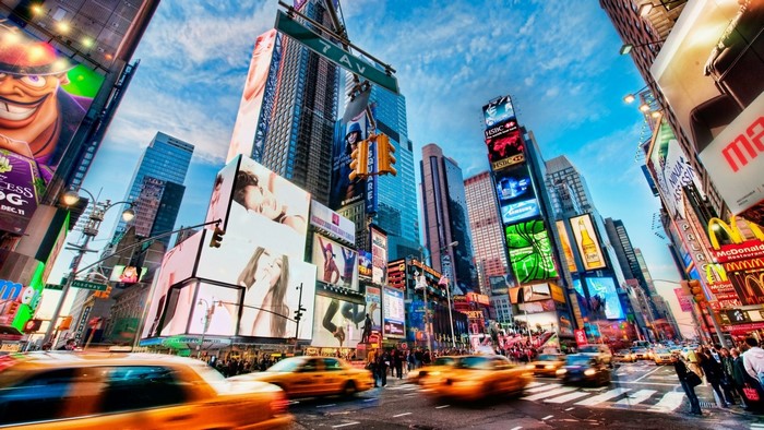Times Square New York City with Yellow Cabs