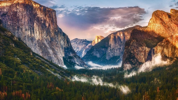 Yosemite National Park Valley at Sunset