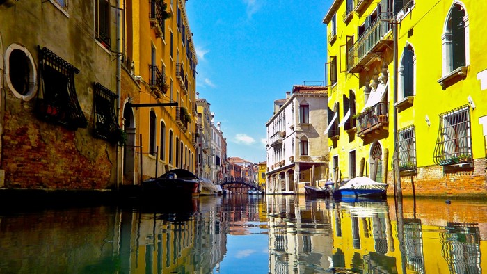 Venice Canal with Colorful Buildings and Reflections