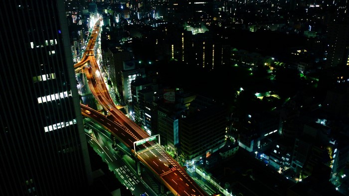 Tokyo at Night with City Lights and Highway