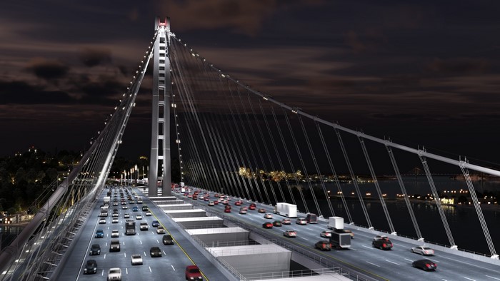 Bridge Architecture at Night with Traffic