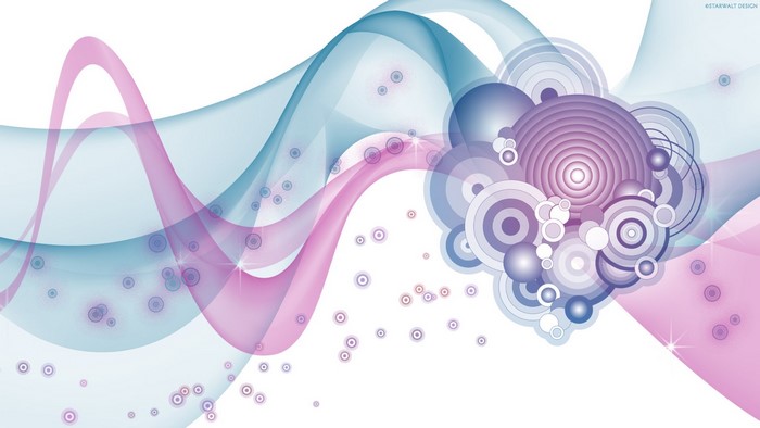 Abstract Pink and Blue Waves with Circles