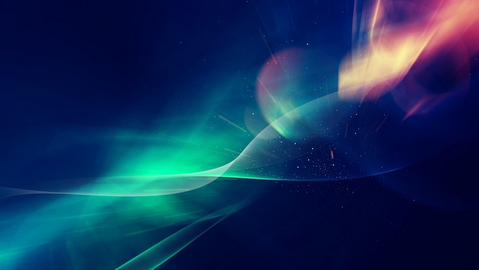 Abstract Nebula with Green and Pink Light Streaks