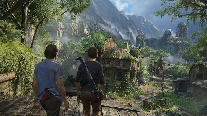 Nathan Drake and Sully in Uncharted 4