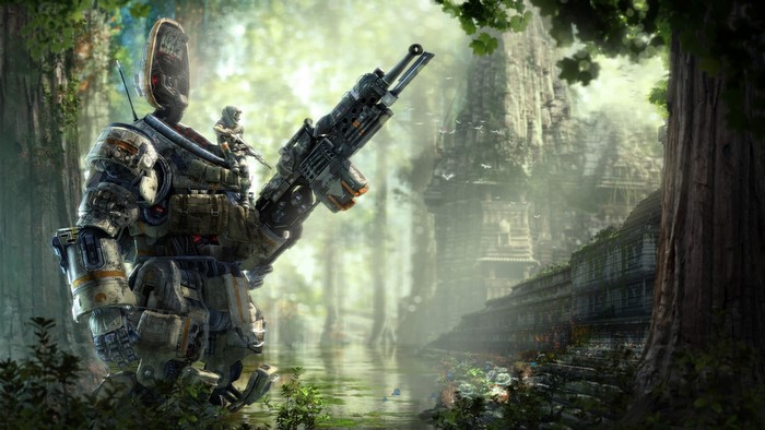 Titanfall Expedition Mech and Pilot in Jungle Ruins