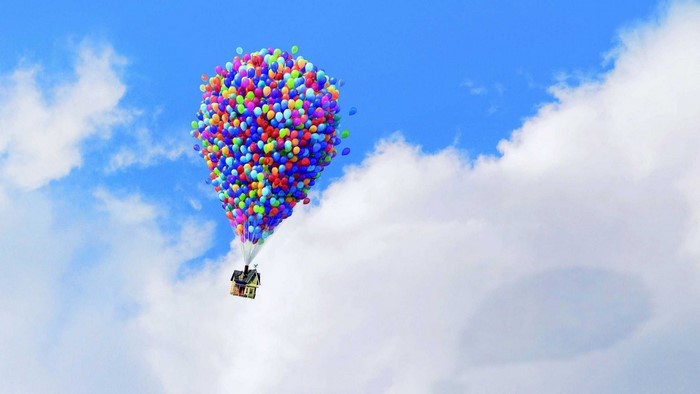 House lifted by balloons from Up