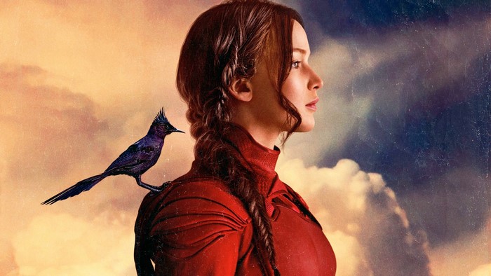 Katniss Everdeen from The Hunger Games with a Mockingjay