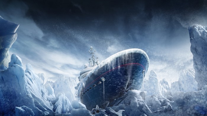 Icebreaker ship in frozen arctic landscape from Rainbow Six Siege