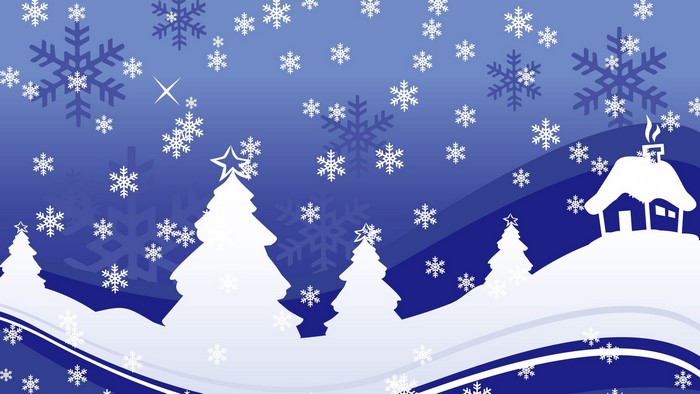 Vector Christmas Design with Snowflakes and House