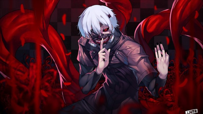 Ken Kaneki from Tokyo Ghoul with red kagune
