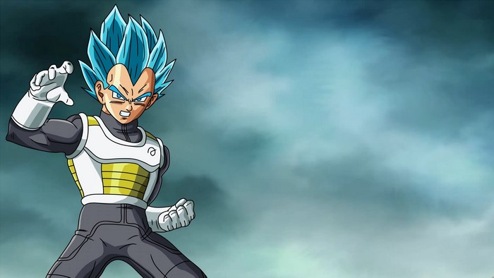 Vegeta with Blue Hair in Battle Stance