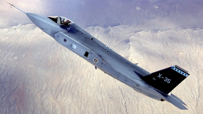 US Air Force X-35C aircraft in flight